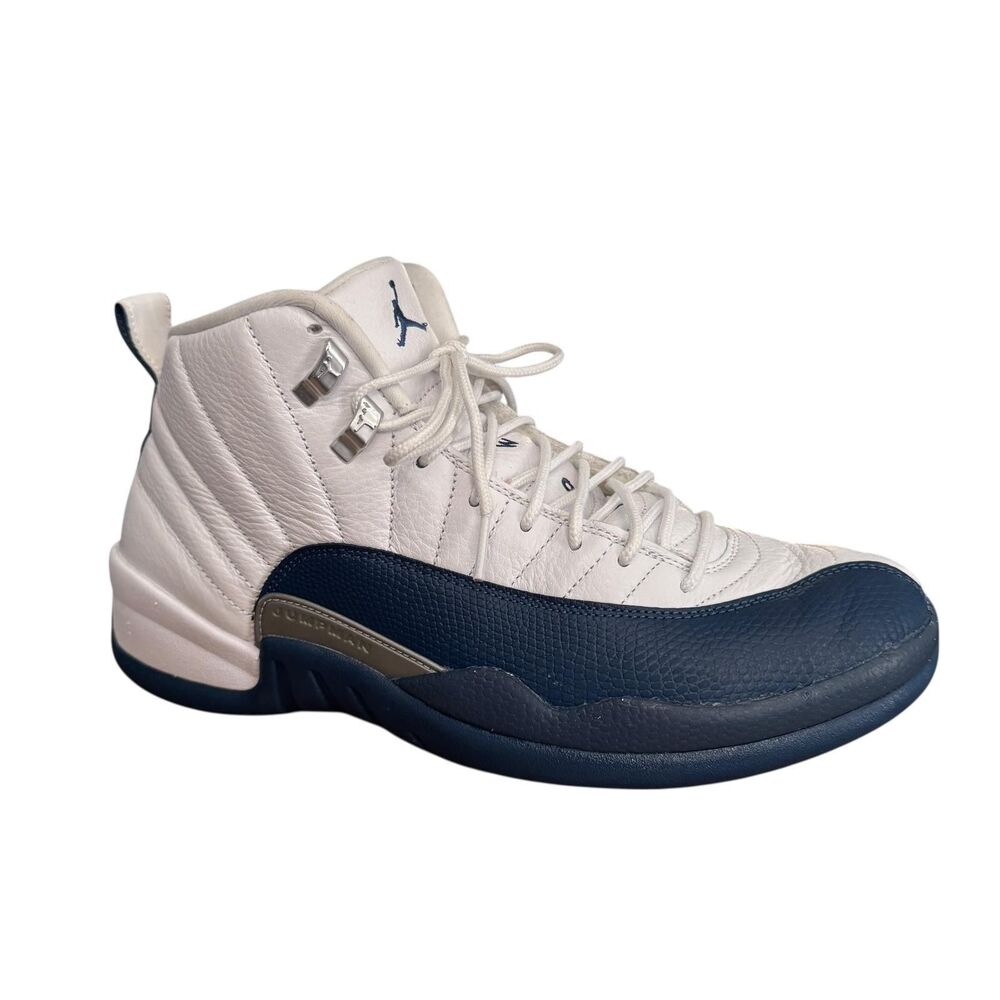 Air Jordan 12 Retro Shoes Mens Size 10.5 White French Blue CT8013-114 Sneakers